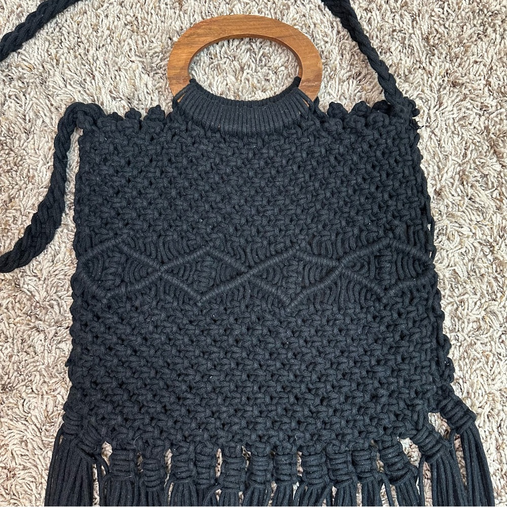 Danielle Nicole Boho Crochet Fringe Bag In Black - image 6